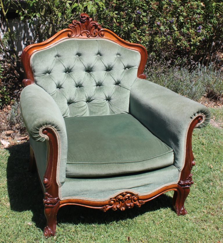 Vintage Moss Green Armchair A Day to Remember Event Hire