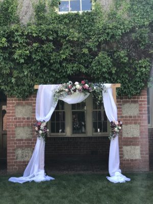 artificial florals, timber arch, event hire, wedding, arch, melbourne