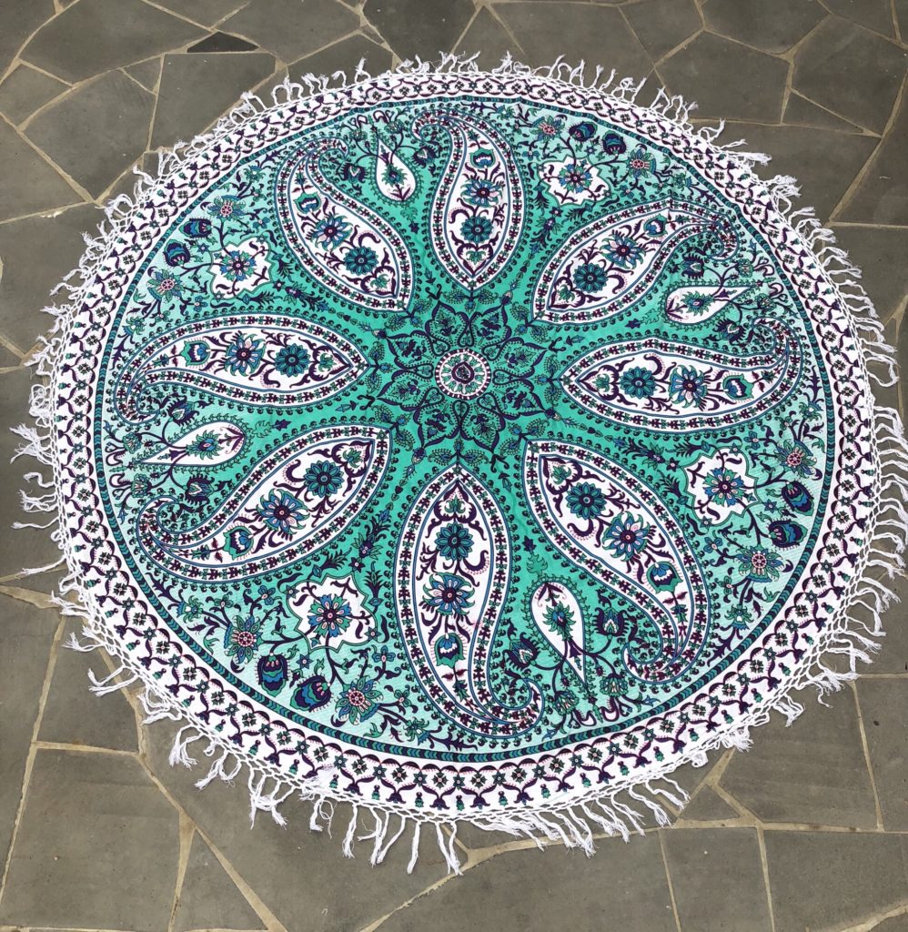 Rugs Circular Boho Throw Aqua and Purple A Day to Remember Event Hire