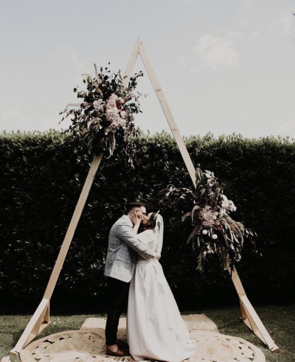 vintage, rustic, boho, melbourne, ceremony, wedding hire,event, arbor, triangle, arch, ceremony, artificial florals