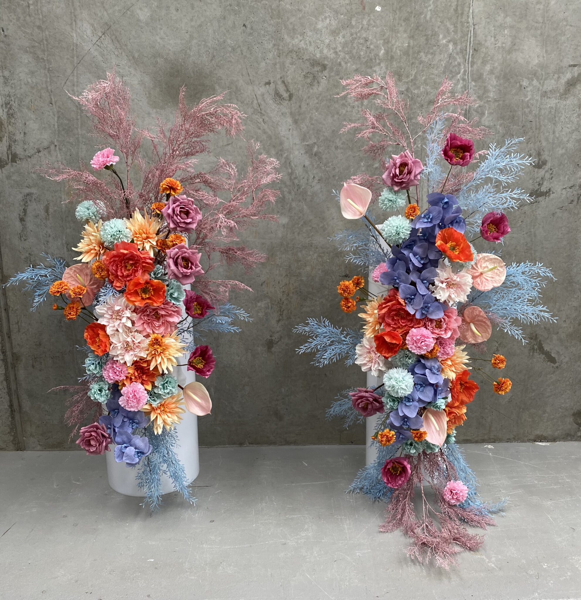 Arbor's and Backdrops Springtime Floral Stands Set of 2 A Day to Remember Event Hire