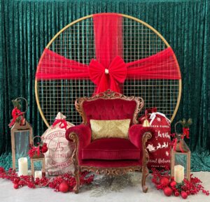 Christmas hire, christmas backdrop hire, corporate christmas hire,draping hire, velvet curtain, gold draping curtain, mornington peninsula hire, melbourne event hire, wedding arch, wedding, engagement, henna, mehndi, bridal shower, engagement backdrop