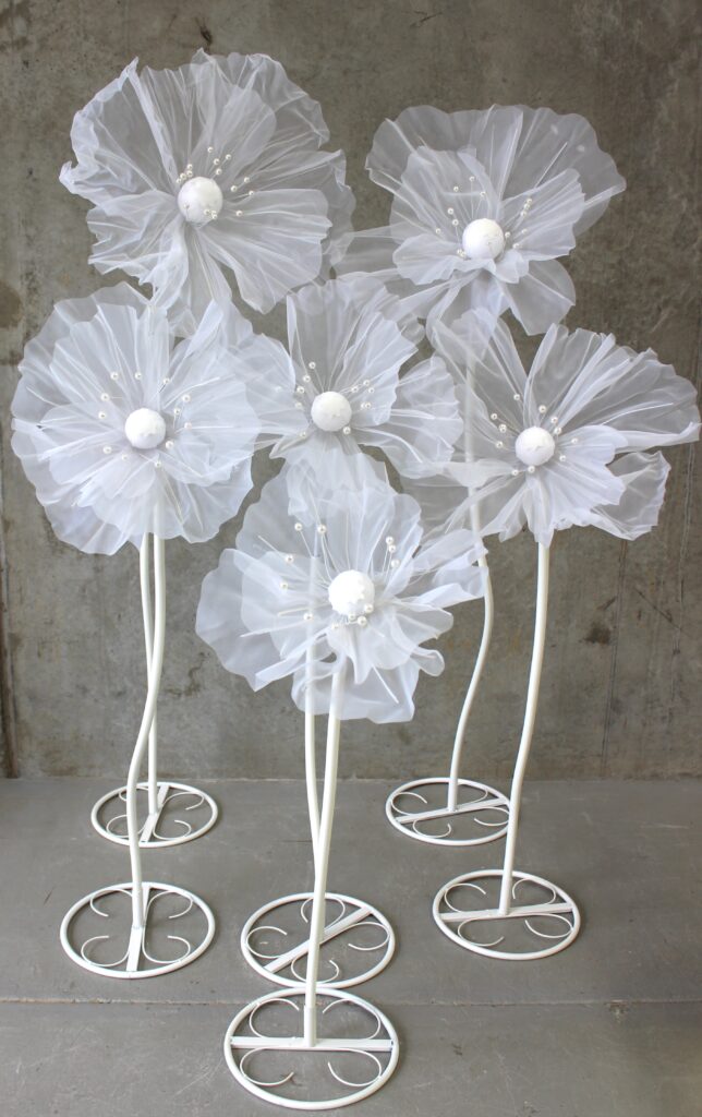 Set of 3 Whimsical Freestanding Flowers (with Backdrop Hire) A Day to